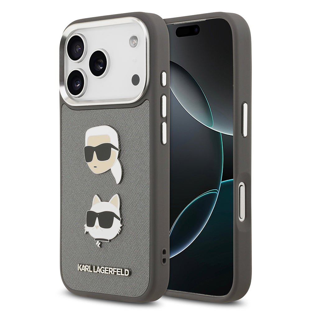 iPhone 17 Pro Max Kılıf Karl Lagerfeld Orjinal Lisanslı Metal Logolu K&C Heads Pin Kılıf