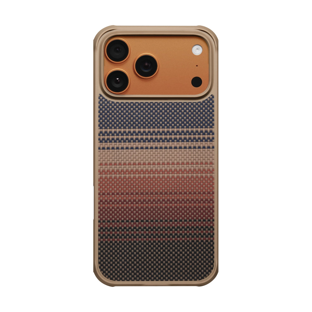 iPhone 17 Pro Max Kılıf M-safe Şarj Özellikli Pitaka Tactile Woven Sunset-Moonrise Aramid Pro Guard Serisi Kılıf