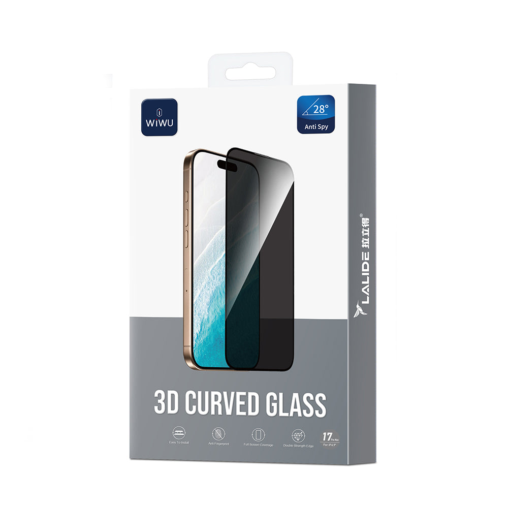 Apple iPhone 17 Pro Max Wiwu LLD302 3D Curved iPrivacy Parmak İzi Bırakmayan Temperli Cam Ekran Koruyucu