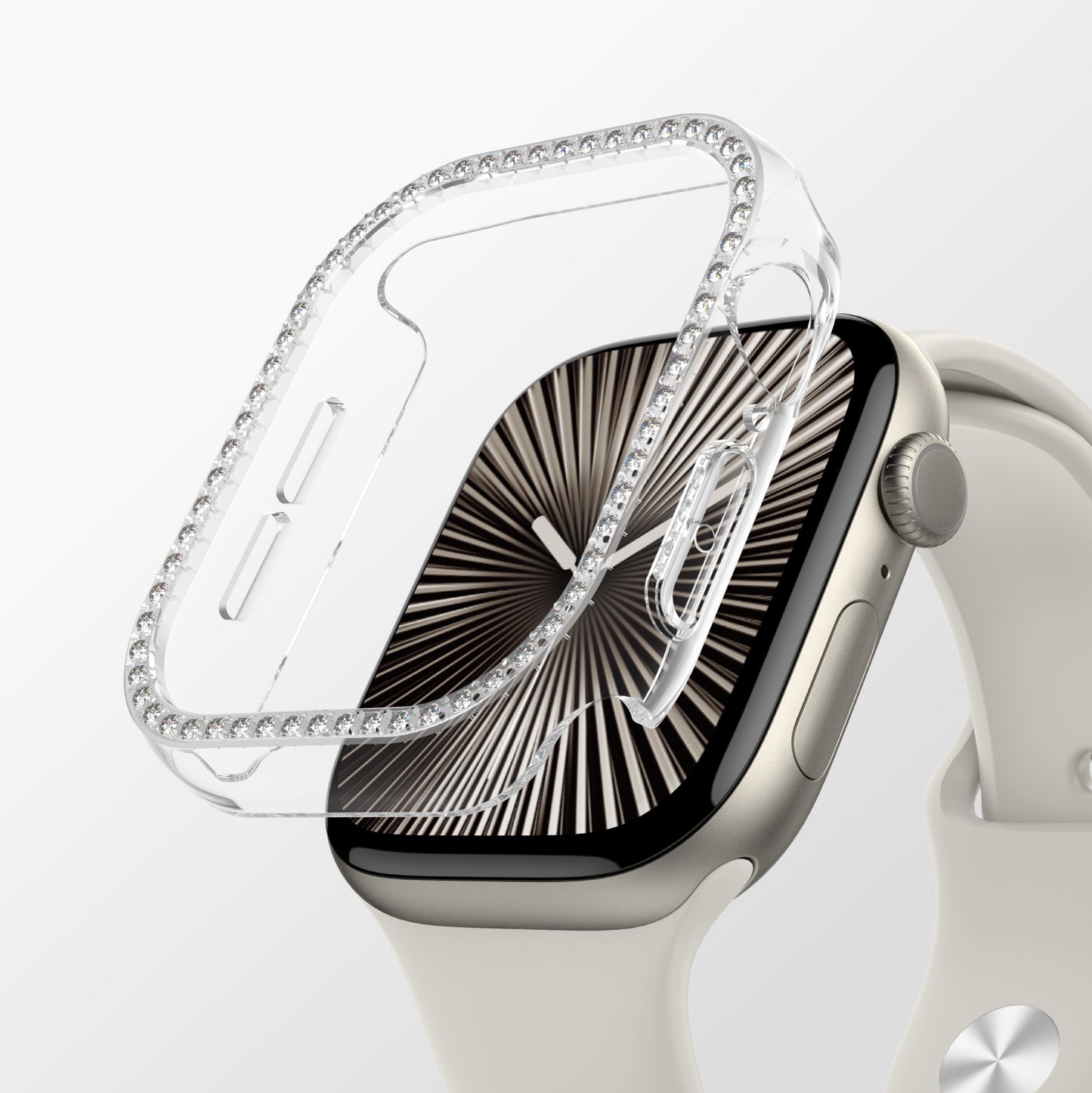 Watch 10 42mm Amazingthing Gleam Fit FullGuard Taşlı Sert PC Kasa ve Ekran Koruyucu