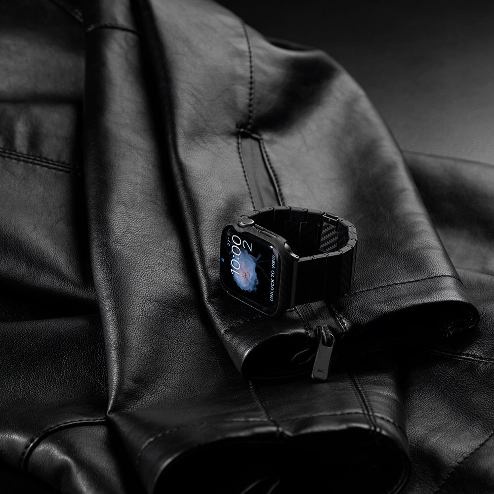 Watch 7 45mm 600D Aramid Fiber Classic Serisi Black-Grey Twill Kasa Koruyucu Pitaka Air Case