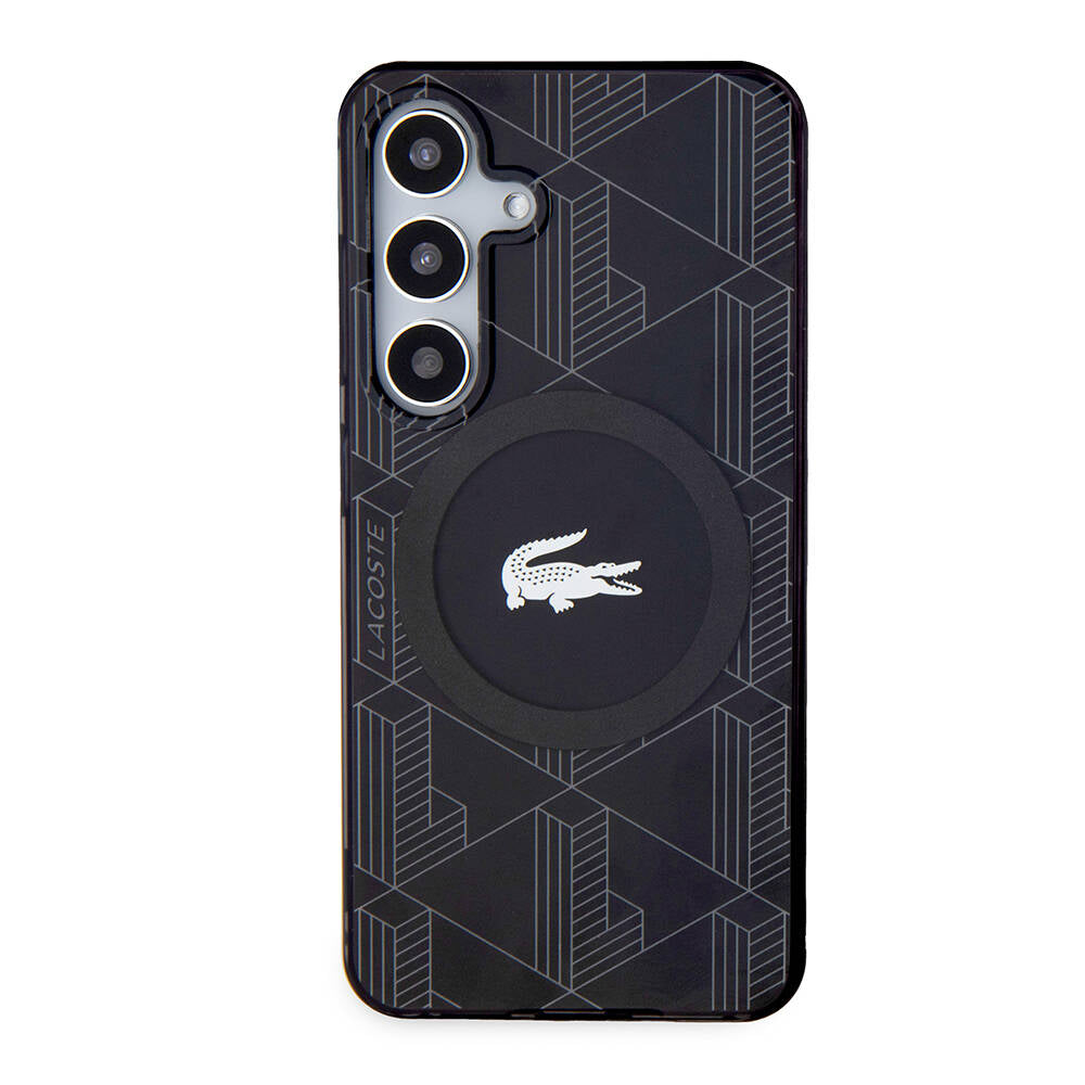 Galaxy S24 Kılıf Lacoste Orjinal Lisanslı M-safe Şarj Özellikli Çift Katmanlı Timsah Logolu Blend Monogram Kılıf