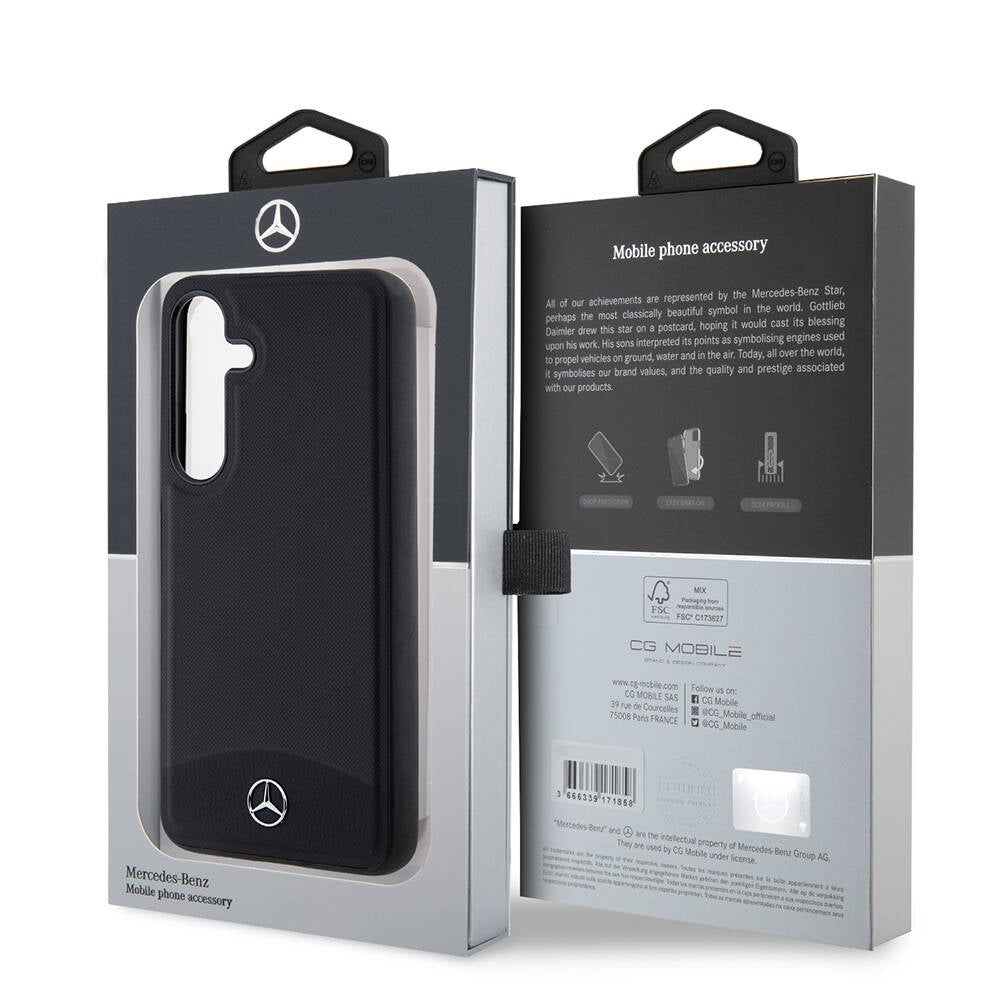 Galaxy S24 Kılıf Mercedes Benz Orjinal Lisanslı M-safe Şarj Özellikli Deri Dokumalı Sade Kılıf