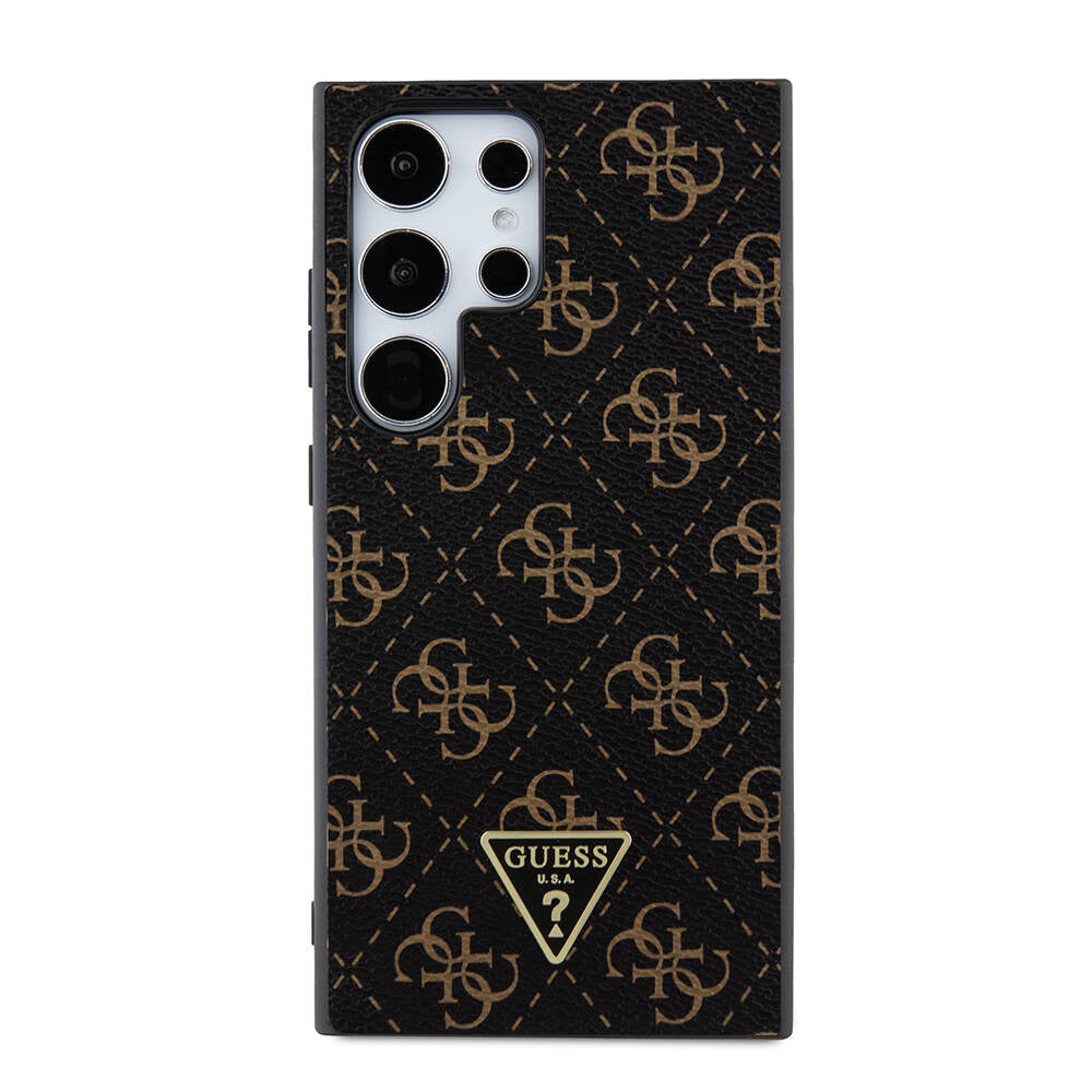 Galaxy S24 Ultra Kılıf Guess Orjinal Lisanslı PU Üçgen Logo 4G Desenli Kılıf