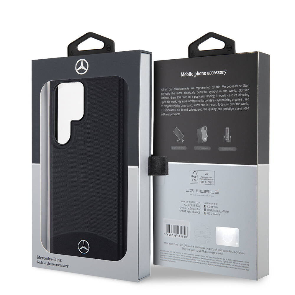 Galaxy S24 Ultra Kılıf Mercedes Benz Orjinal Lisanslı M-safe Şarj Özellikli Deri Dokumalı Sade Kılıf