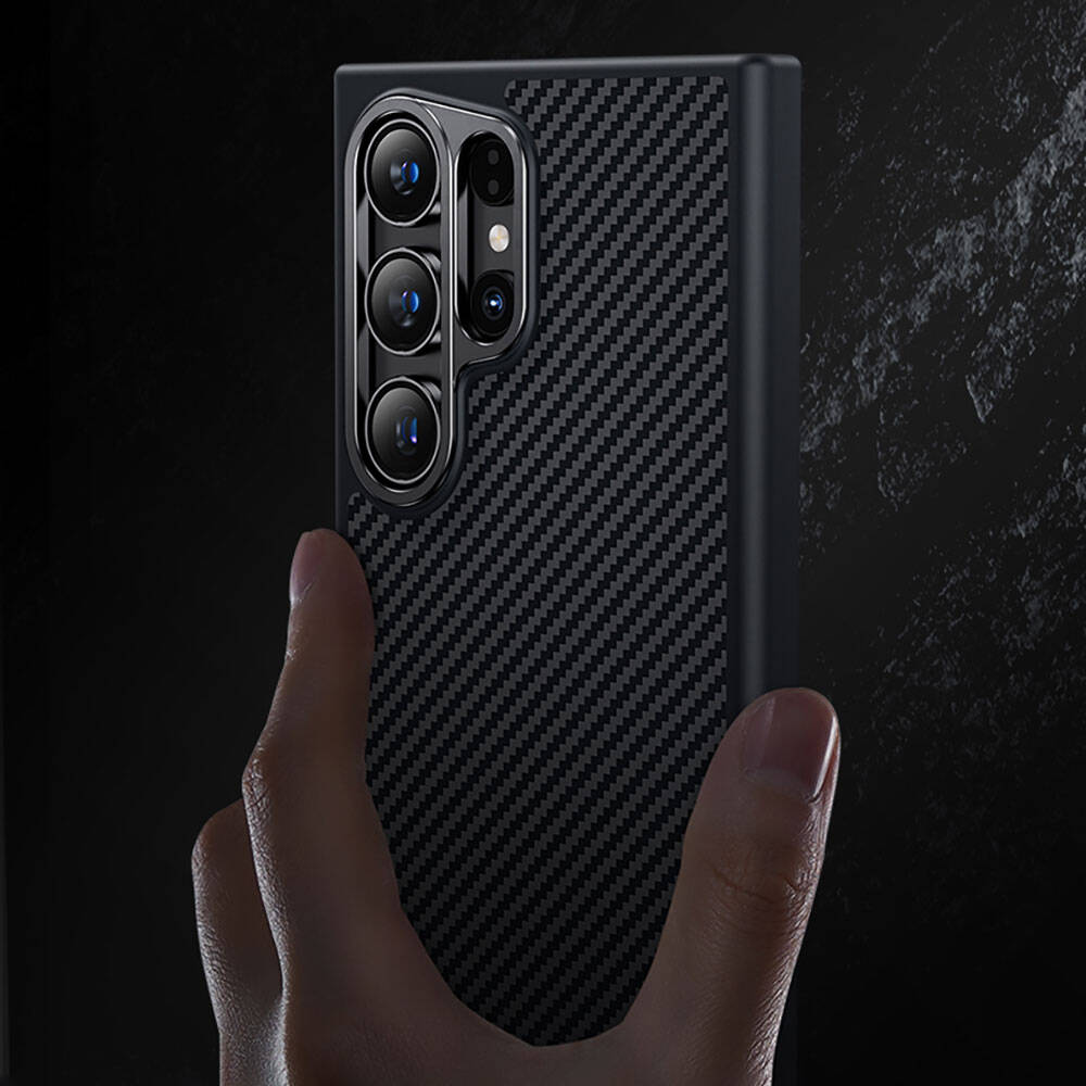 Galaxy S25 Kılıf Karbon Fiber M-safe Şarj Özellikli Benks Hybrid ArmorPro 600D Kevlar Kılıf
