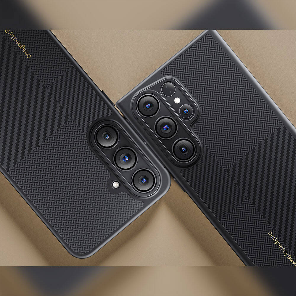 Galaxy S25 Kılıf M-safe Şarj Özellikli Karbon Fiber Benks Montage Hybrid ArmorPro Kevlar Kılıf