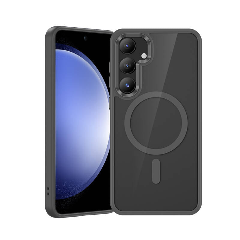 Galaxy S25 Kılıf M-safe Şarj Özellikli Şeffaf Arka Yüzey Benks MagClap TPU Çerçeve Kılıf