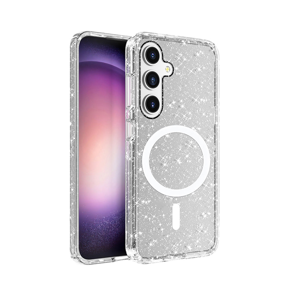 Galaxy S25 Plus Kılıf M-safe Şarj Özellikli Parlayan Simli Saydam Renkli Zore Allstar Kılıf