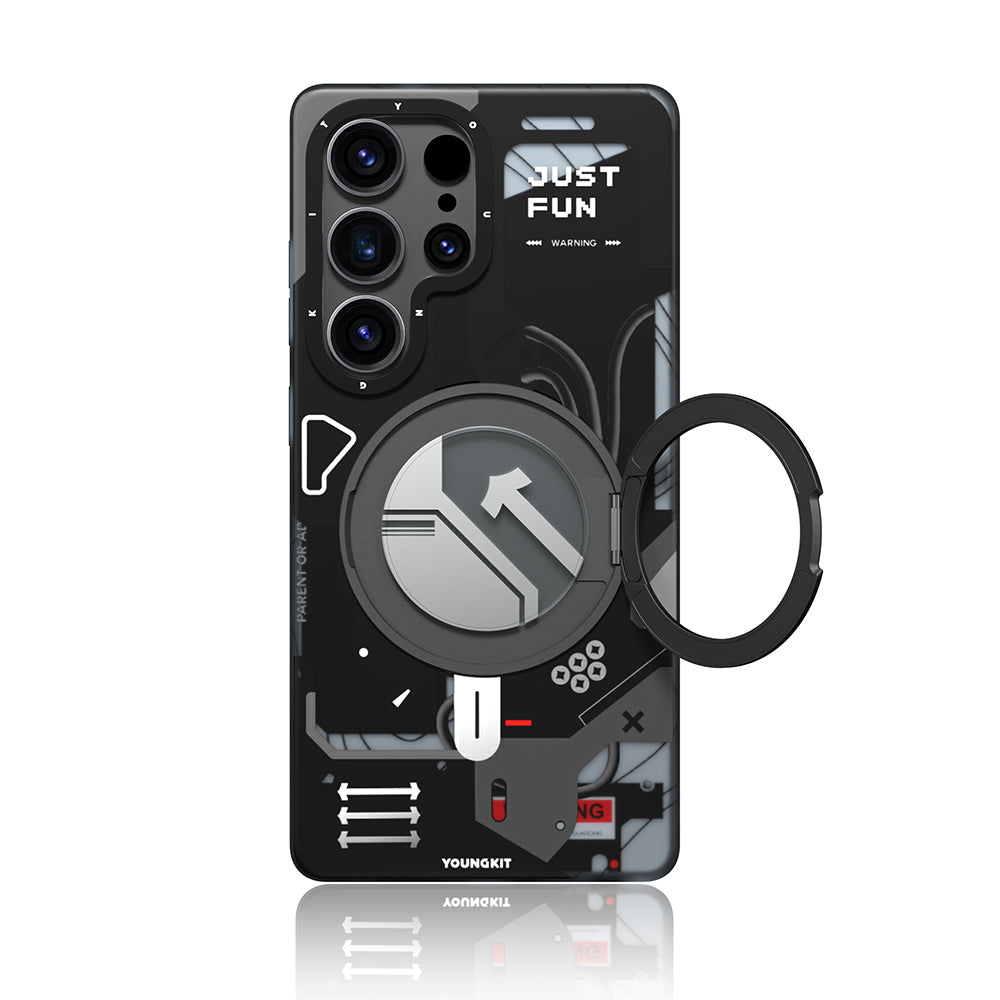 Galaxy S25 Ultra Kılıf M-safe Şarj Özellikli Youngkit 360° Standlı Starship Serisi Kılıf