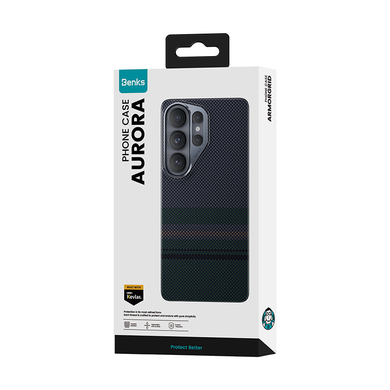 Galaxy S26 Ultra Kılıf M-safe Şarj Özellikli Karbon Fiber Tasarımlı Benks Aurora ArmorAir Kevlar Kapak