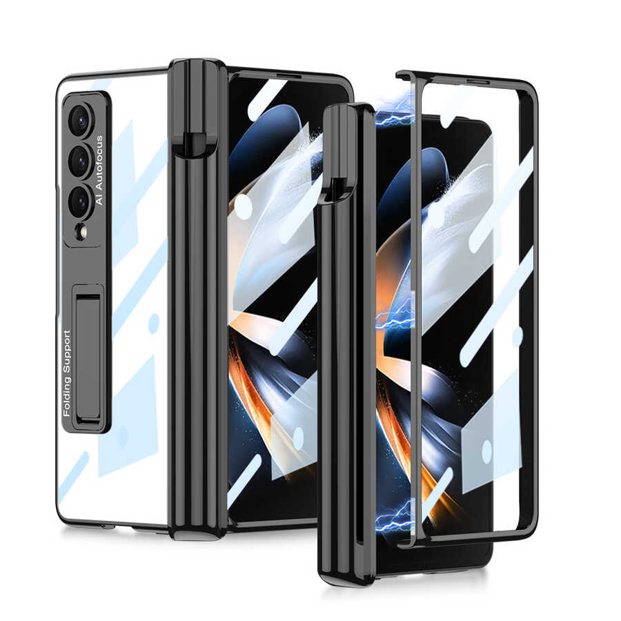 Galaxy Z Fold 4 Kılıf Zore Kıpta Standlı Kalem Bölmeli Kılıf