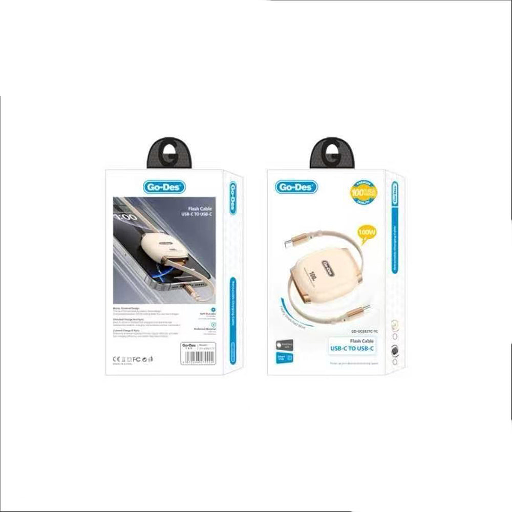 Go-Des GD-UC682 Type-C to Type-C Makaralı Data ve Şarj Kablosu 100W