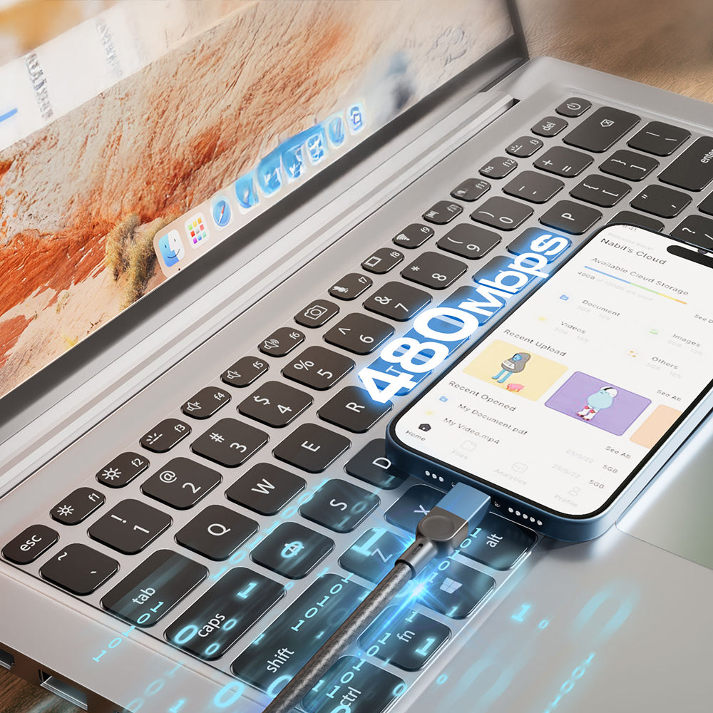 Lenyes LC514 USB-A to Lightning Hızlı Şarj Özellikli Örgülü Data ve Şarj Kablosu 15W 1M