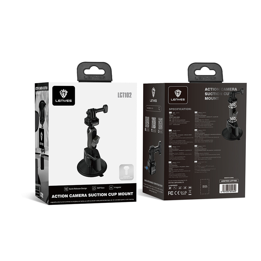 Lenyes LCT102 Teleskopik Vantuzlu Tasarım Aksiyon Kamera Tutucu