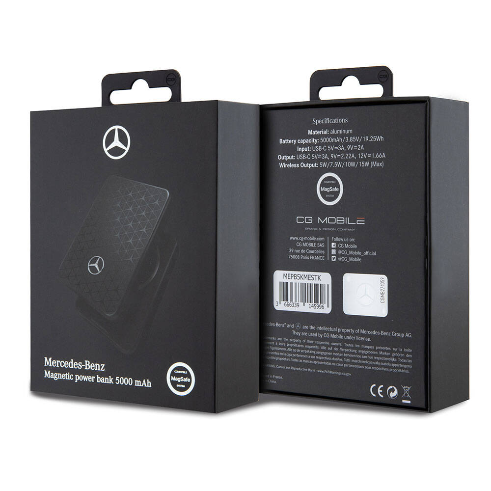 Mercedes Benz Led Işıklı Göstergeli M-safe Magnetik Orjinal Lisanslı Powerbank 5000 Mah