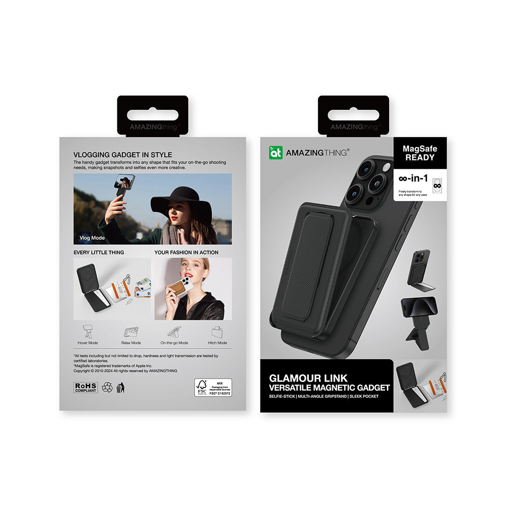Amazingthing Glamour Link Fonksiyonel Çok Yönlü Grip Standlı Magnetik Kartlık Gri