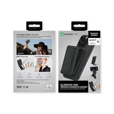 Amazingthing Glamour Link Fonksiyonel Çok Yönlü Grip Standlı Magnetik Kartlık Gri