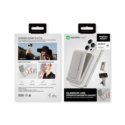 Amazingthing Glamour Link Fonksiyonel Çok Yönlü Grip Standlı Magnetik Kartlık Gri