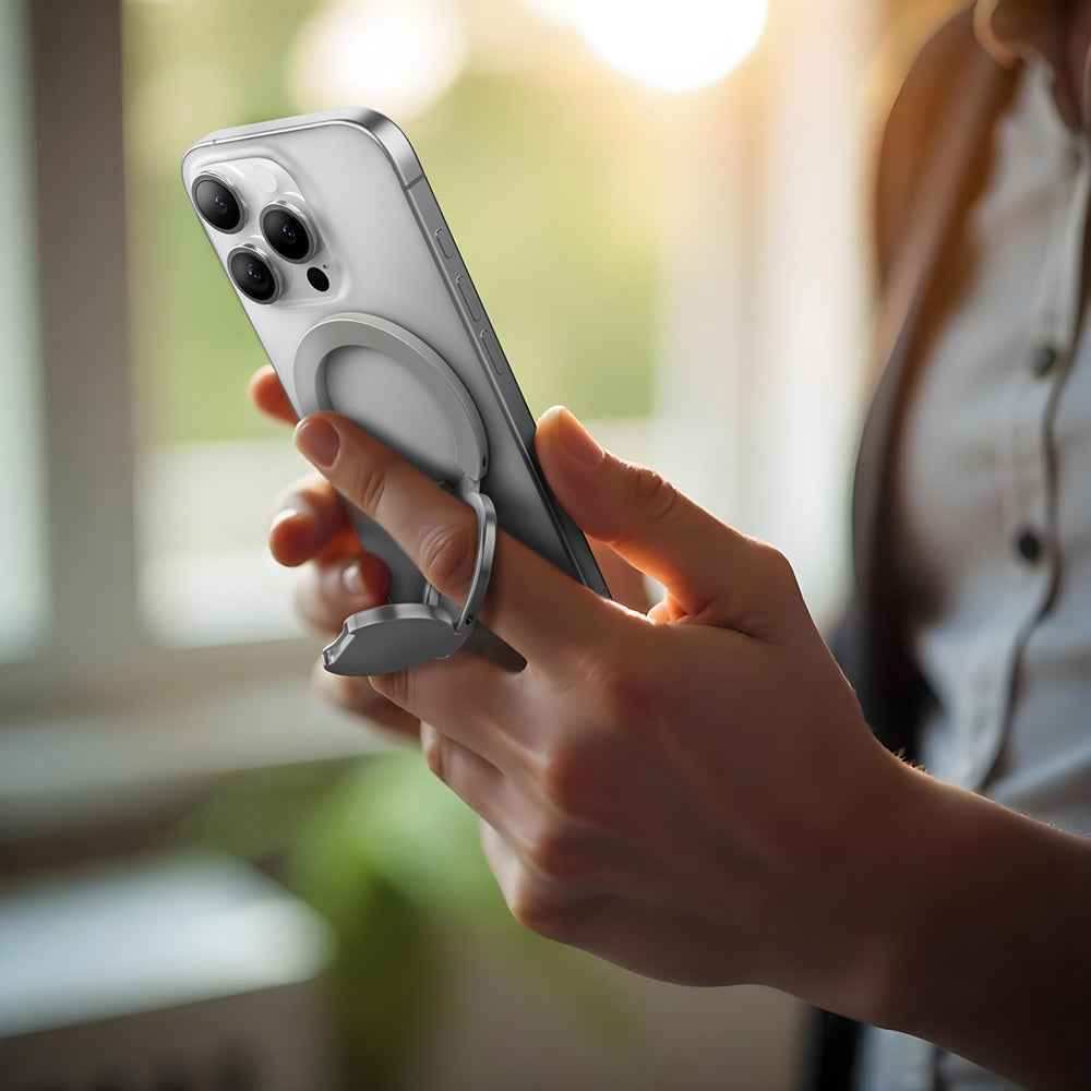 Amazingthing Magnetik 360 Derece Dönebilen Titan MagFlex Serisi Parmak Ring Stand Gri