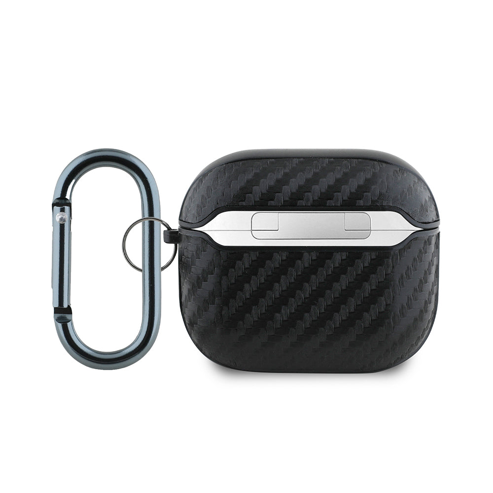 Apple Airpods 3. Nesil Kılıf Redbull Orjinal Lisanslı PU Karbon Fiber Tasarımlı Askı Aparatlı Kapak Siyah