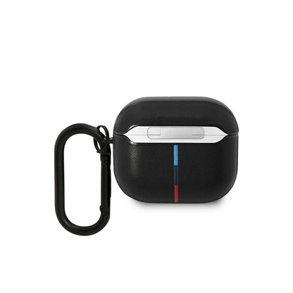Airpods 3.Nesil Kılıf BMW Orjinal Lisanslı PU Deri Tasarımlı 3 Renk Çizgili Çift Metal Logolu Kılıf
