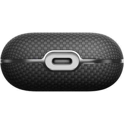 Airpods 4 Kılıf 1500D Aramid Fiber Pitaka Ultra-Slim Classic Serisi Black-Grey Twill Kılıf
