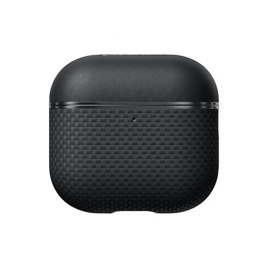 Airpods 4 Kılıf 1500D Aramid Fiber Pitaka Ultra-Slim Classic Serisi Black-Grey Twill Kılıf