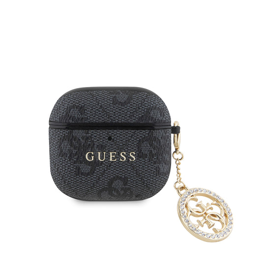 Airpods 4 Kılıf Guess Orjinal Lisanslı 4G Desenli Taşlı 4G Süs Zincirli Kılıf