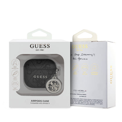 Airpods 4 Kılıf Guess Orjinal Lisanslı 4G Desenli Taşlı 4G Süs Zincirli Kılıf