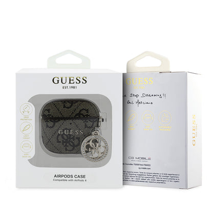 Airpods 4 Kılıf Guess Orjinal Lisanslı 4G Desenli Taşlı 4G Süs Zincirli Kılıf
