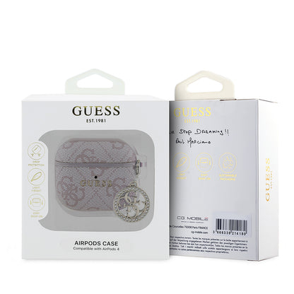Airpods 4 Kılıf Guess Orjinal Lisanslı 4G Desenli Taşlı 4G Süs Zincirli Kılıf