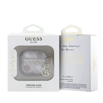 Apple Airpods 4 Kılıf Guess Orjinal Lisanslı 4G Desenli Yazı Logolu Peony Kapak Pembe