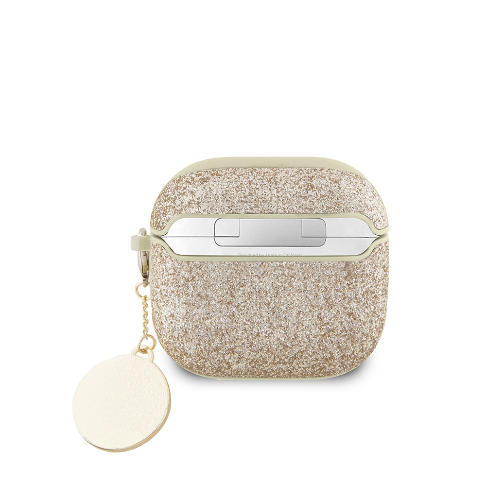 Airpods 4 Kılıf Guess Orjinal Lisanslı Glitter Elmas Kalp Süs Zincirli Kılıf
