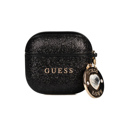 Airpods 4 Kılıf Guess Orjinal Lisanslı Glitter Elmas Kalp Süs Zincirli Kılıf
