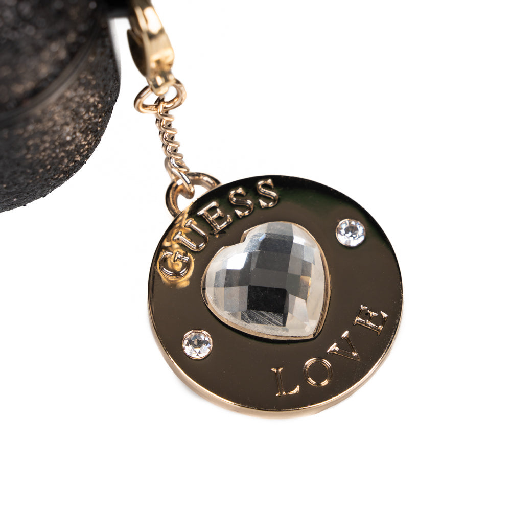 Airpods 4 Kılıf Guess Orjinal Lisanslı Glitter Elmas Kalp Süs Zincirli Kılıf