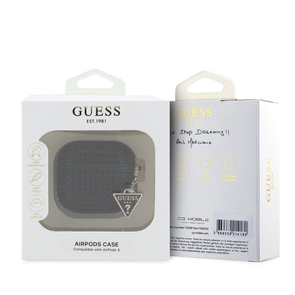 Airpods 4 Kılıf Guess Orjinal Lisanslı Parıltılı Taş Kaplamalı Üçgen Logo Süs Zincirli Kılıf
