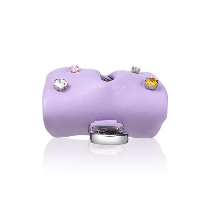 Airpods 4 Kılıf PU Deri Çanta Tasarımlı Taşlı Pynana Sugar Cube Serisi Kılıf