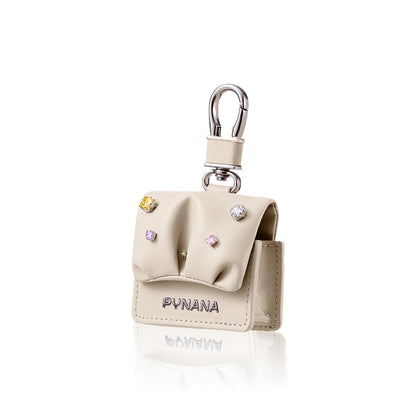 Airpods 4 Kılıf PU Deri Çanta Tasarımlı Taşlı Pynana Sugar Cube Serisi Kılıf