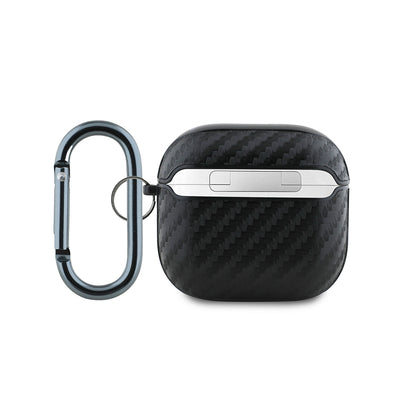 Apple Airpods 4 Kılıf Redbull Orjinal Lisanslı PU Karbon Fiber Tasarımlı Askı Aparatlı Kapak Siyah
