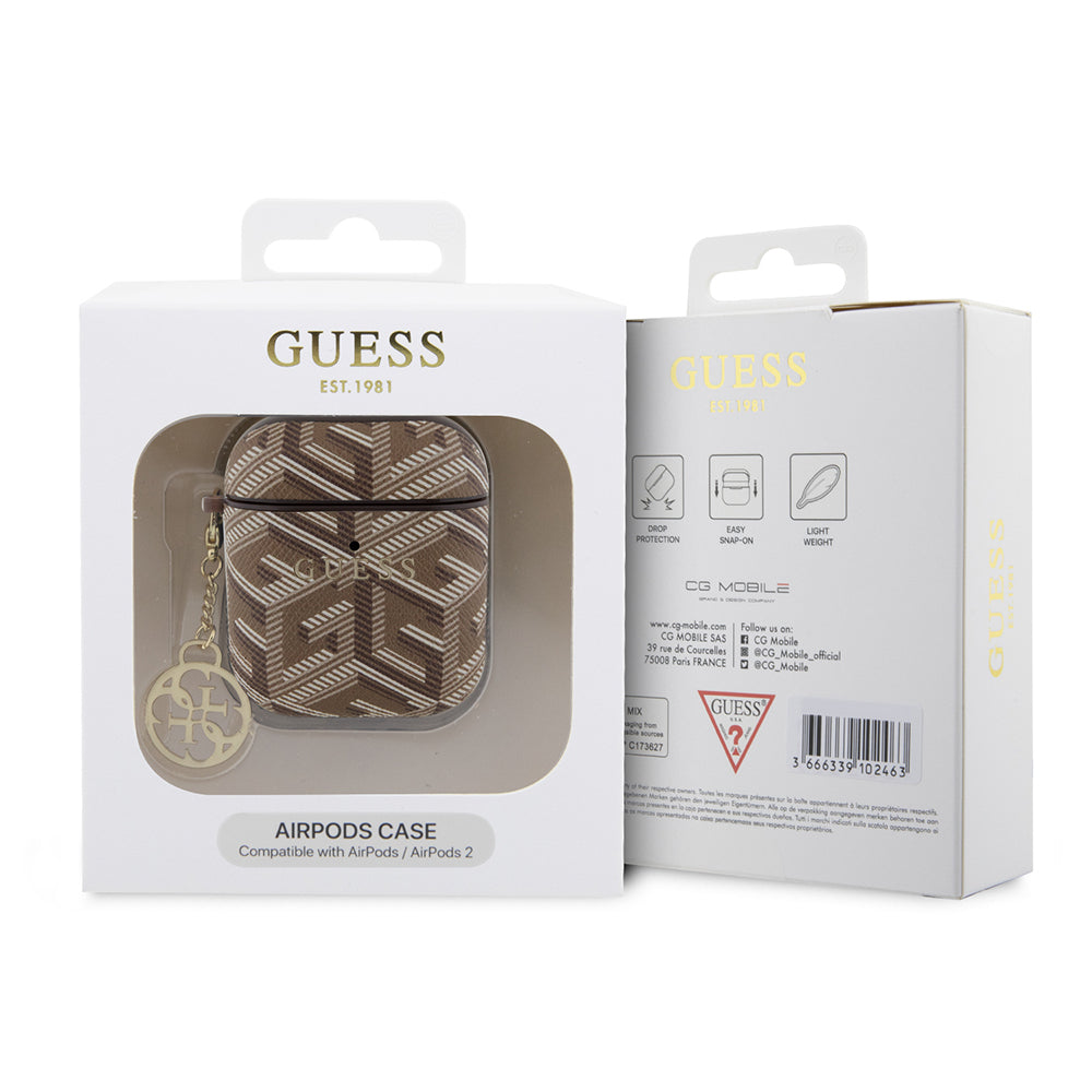 Airpods Kılıf Guess Orjinal Lisanslı G Cube Desenli 4G Süs Zincirli Kılıf