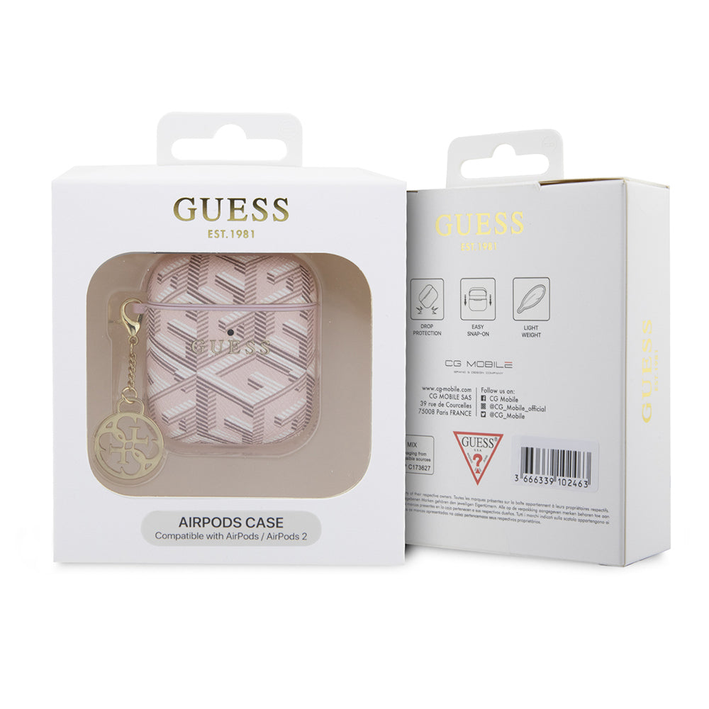 Airpods Kılıf Guess Orjinal Lisanslı G Cube Desenli 4G Süs Zincirli Kılıf