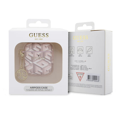 Airpods Kılıf Guess Orjinal Lisanslı G Cube Desenli 4G Süs Zincirli Kılıf
