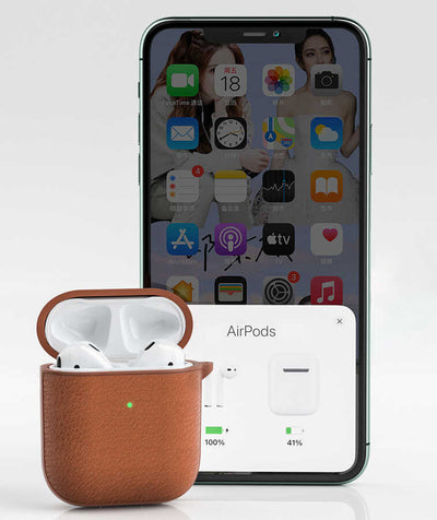 Apple Airpods Kılıf Wiwu Calfskin Kılıf Kahverengi