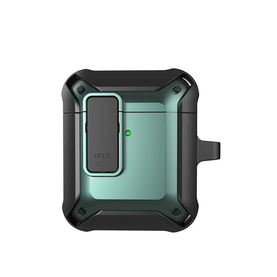 Apple Airpods Kılıf Wiwu Mecha Kılıf Siyah-Yeşil