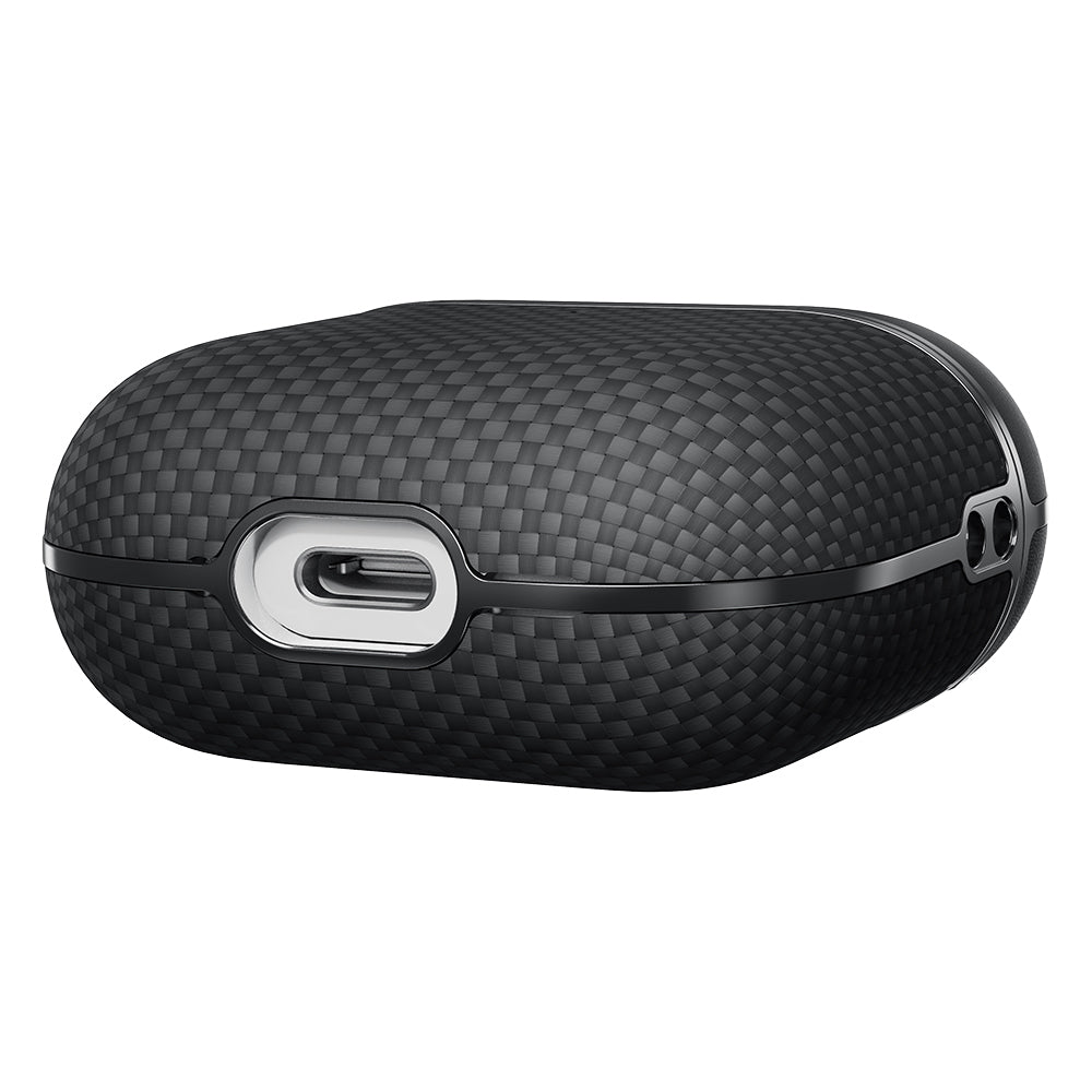 Airpods Pro 2 Kılıf 1500D Aramid Fiber Pitaka Ultra-Slim Classic Serisi Black-Grey Twill Kılıf