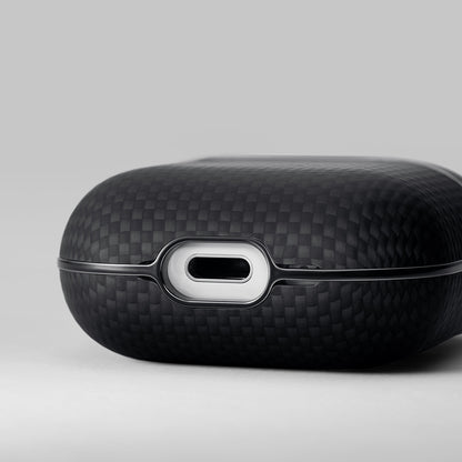 Airpods Pro 2 Kılıf 1500D Aramid Fiber Pitaka Ultra-Slim Classic Serisi Black-Grey Twill Kılıf