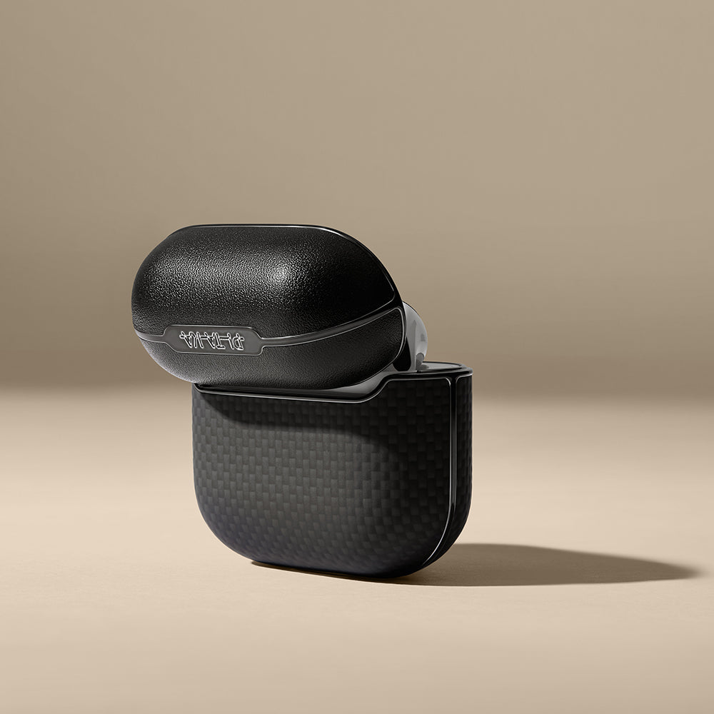 Airpods Pro 2 Kılıf 1500D Aramid Fiber Pitaka Ultra-Slim Classic Serisi Black-Grey Twill Kılıf