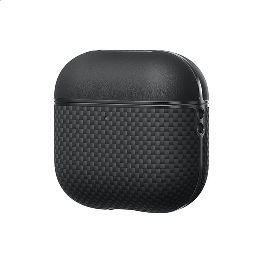 Airpods Pro 2 Kılıf 1500D Aramid Fiber Pitaka Ultra-Slim Classic Serisi Black-Grey Twill Kılıf
