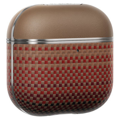 Apple Airpods Pro 2 Kılıf Aramid Fiber Pitaka Tactile Woven Sunset-Moonrise Serisi Sunset Kapak Kahverengi